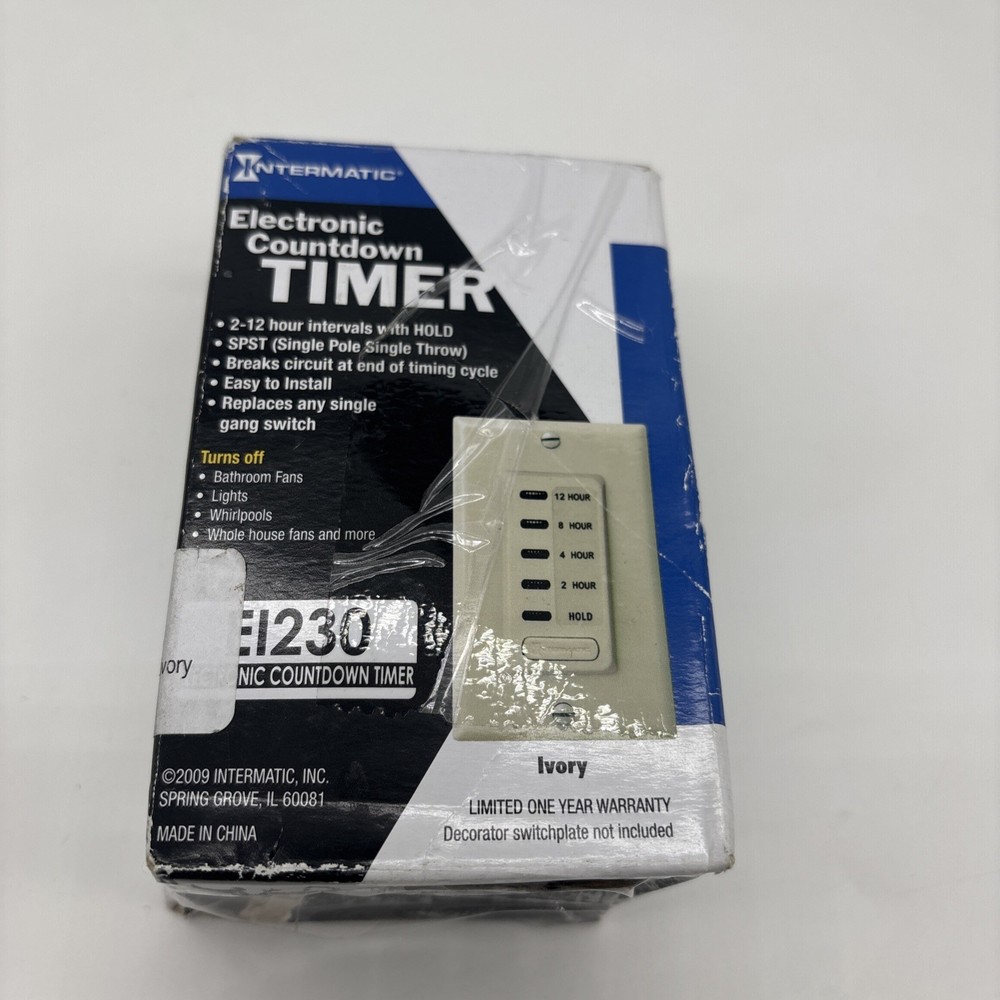 Intermatic EI230 Electronic Countdown Timer, 120 VAC, 60 Hz Ivory