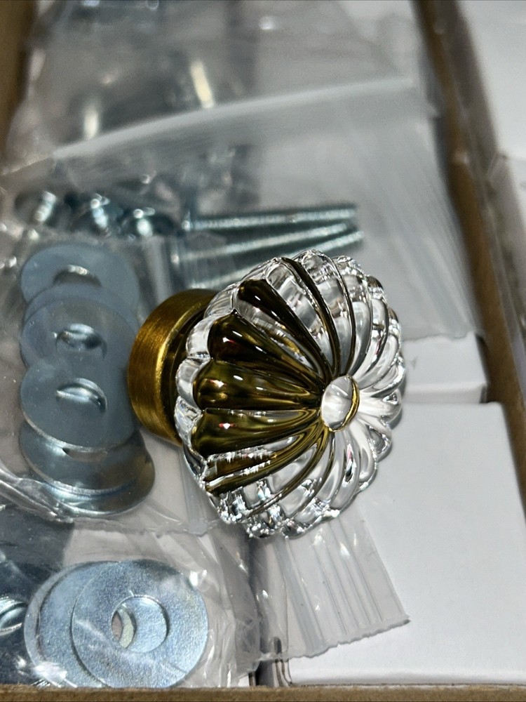 16 New Antique Style Brass Cabinet Knobs Flower Vintage Pulls