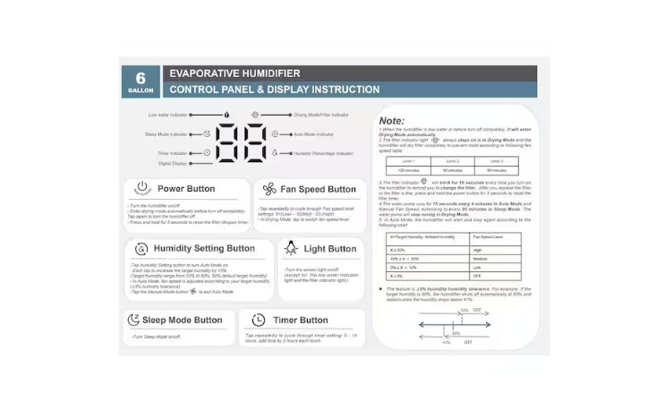 Vissani 6 Gal. Evaporative Humidifier for Whole House in White