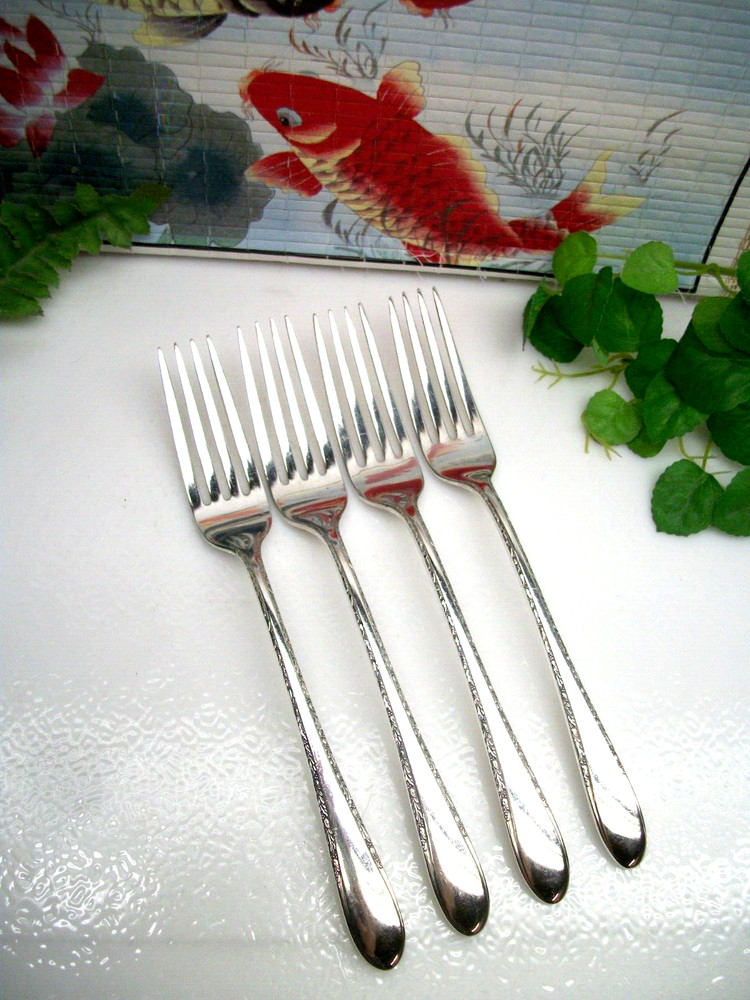 4   Vintage Gorham Silver  INVITATION  Silverplate  7 3/8"  Dinner Forks   1940