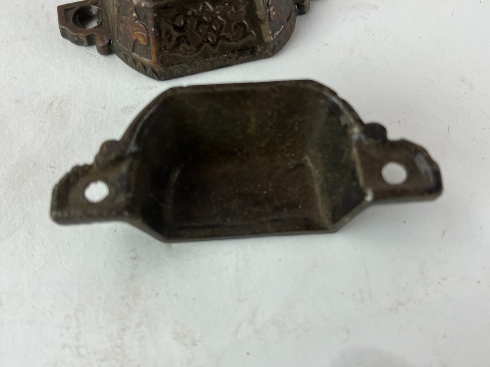 2 Victorian Eastlake Drawer Pulls Bin Pull Cabinet bail Handle Cast Metal