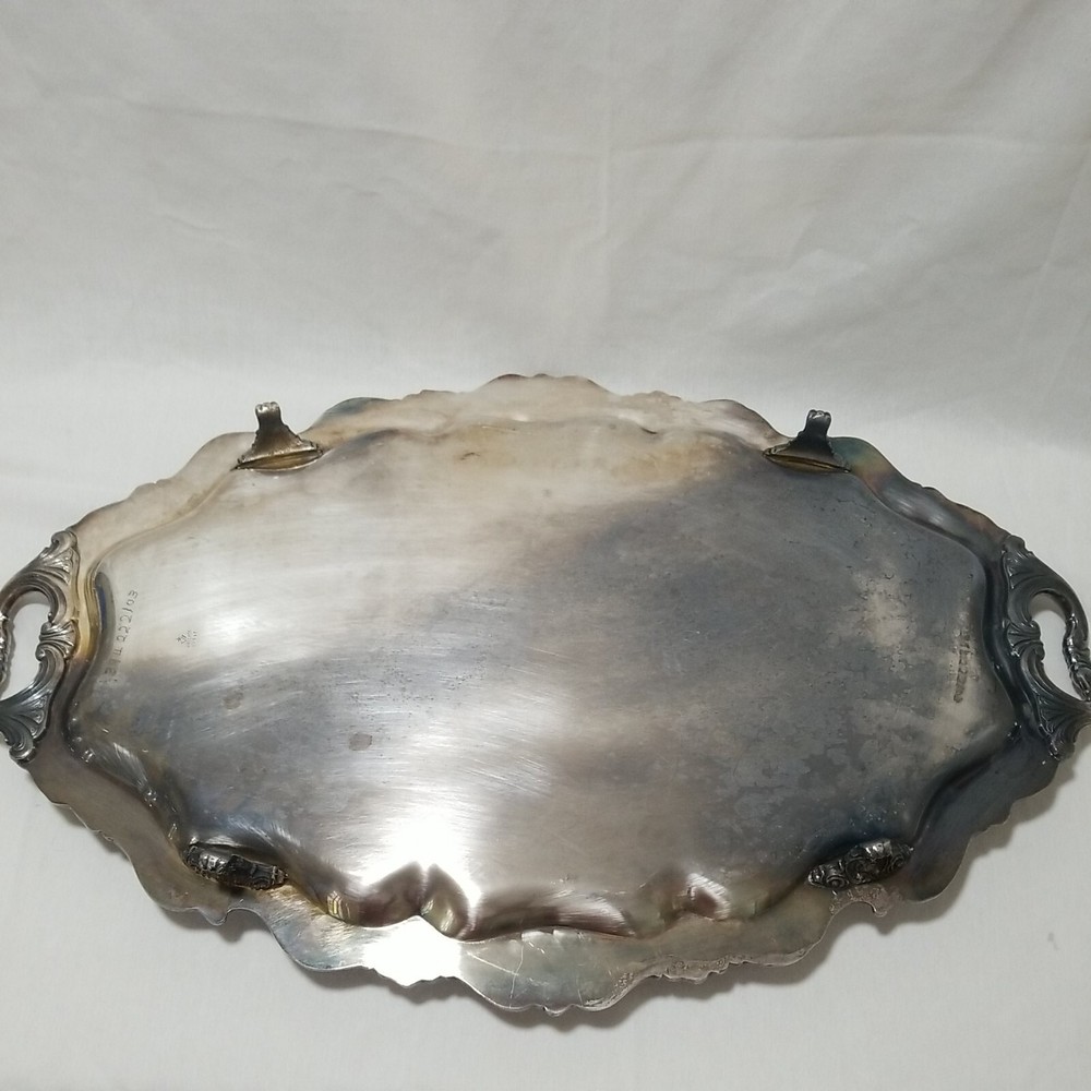 Wallace Silver Plate Coffee, Tea Set 5 Piece Large Tray 28½" Rosepoint Pattern