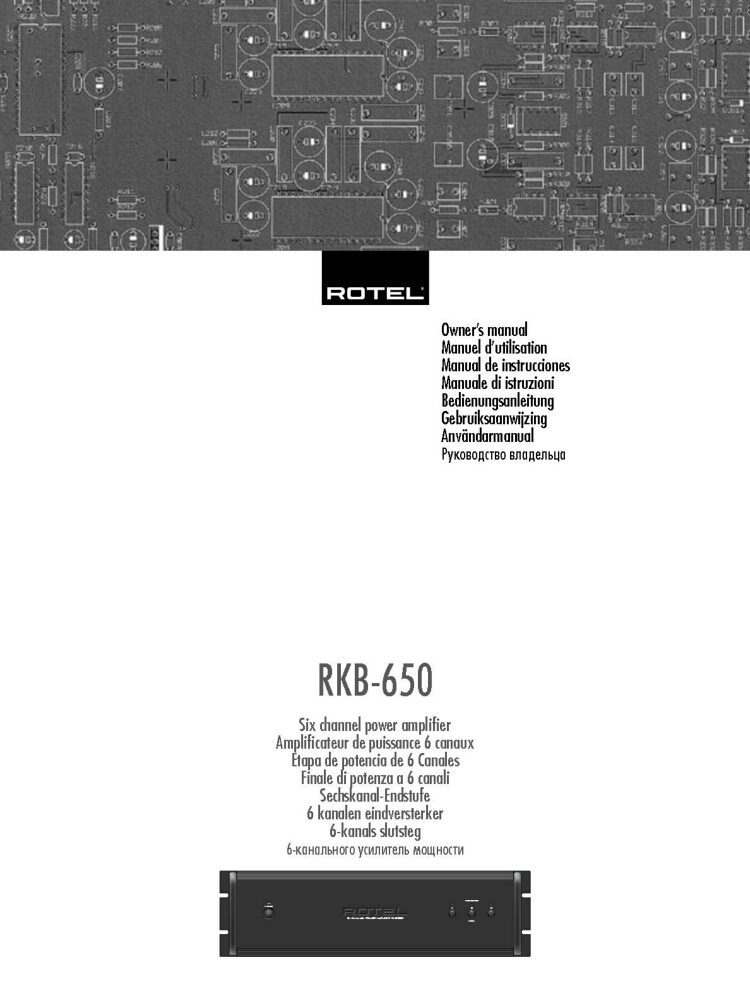 Rotel RKB-650 Amplifier Owners Manual
