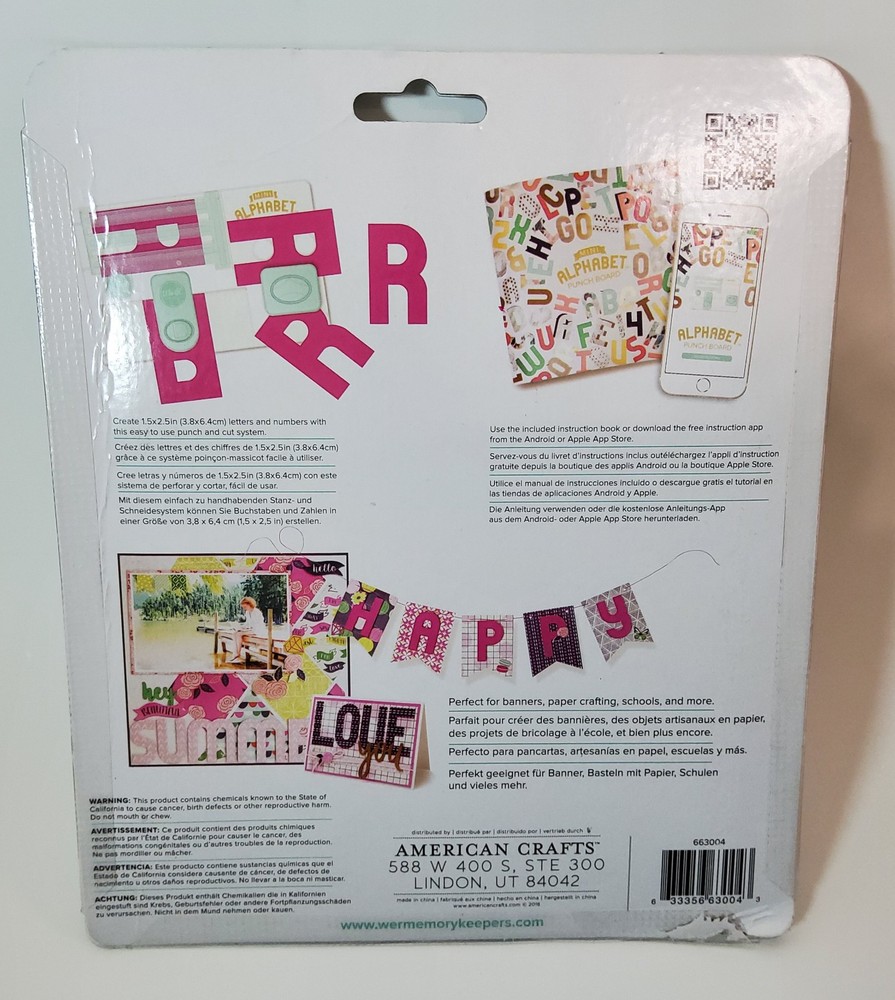 We R Memory Keepers Mini Alphabet Punch Board NEW