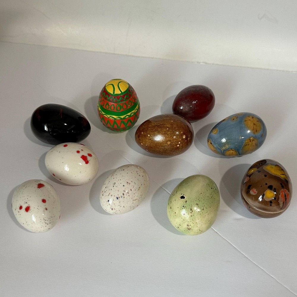 Vintage Handmade Ceramic Eggs - Lot of 10 Eggs
