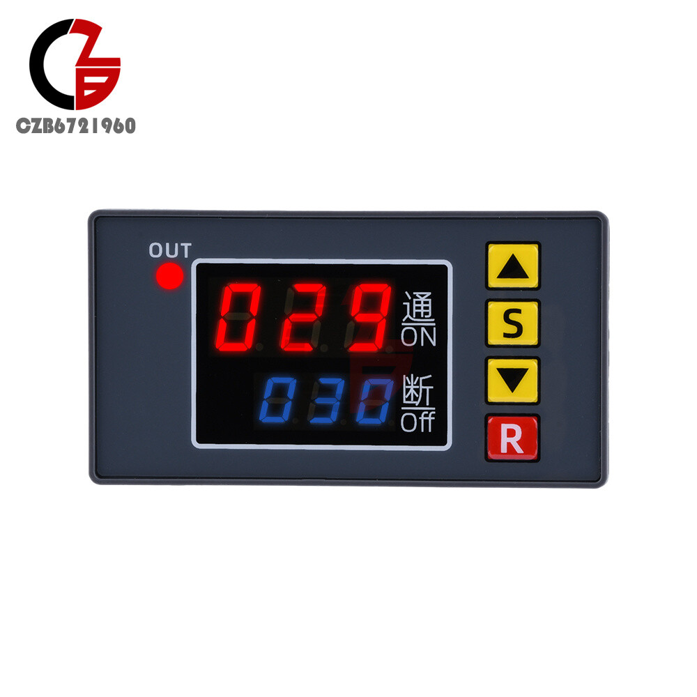 110-220V 12/24V Digital Time Delay Relay Cycle Timer Control Switch Programmable