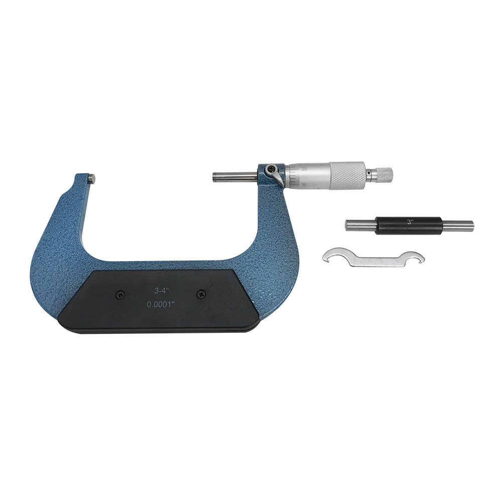 3-4'' Outside Micrometer Solid Metal Frame 0.0001'' Graduation Ratchet Stop