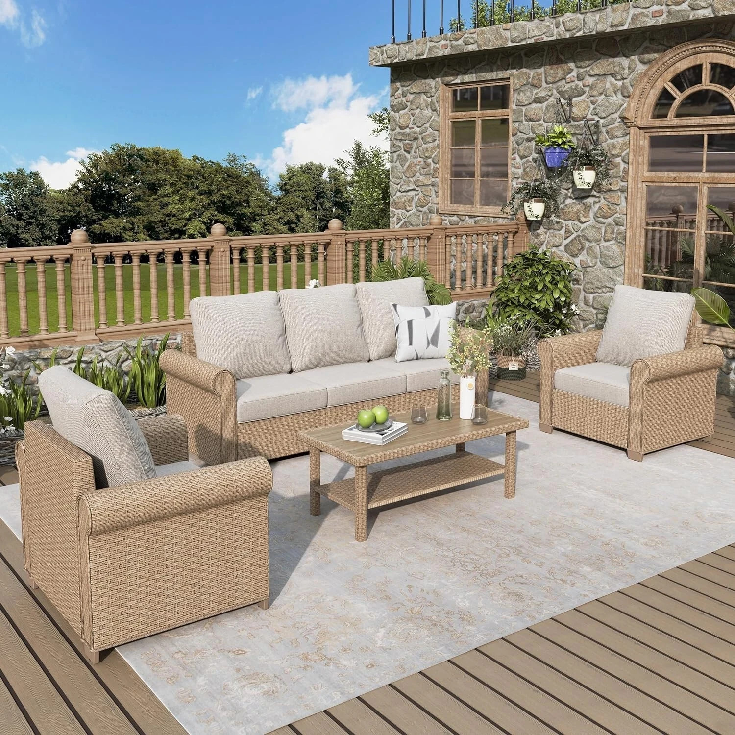 Outdoor Furniture Wicker Furniture Patio Conversation Set Rattan Patio Furniture