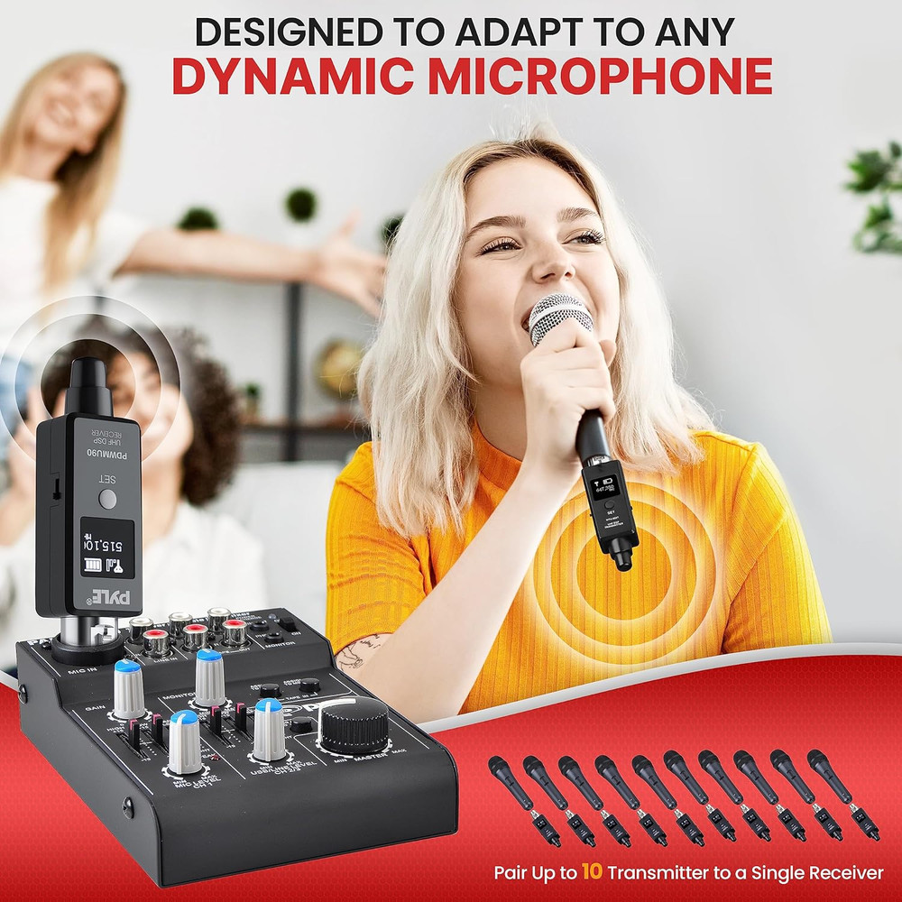Multifunctional UHF Wireless XLR Adapter System,Transmitter and Receiver for Dyn
