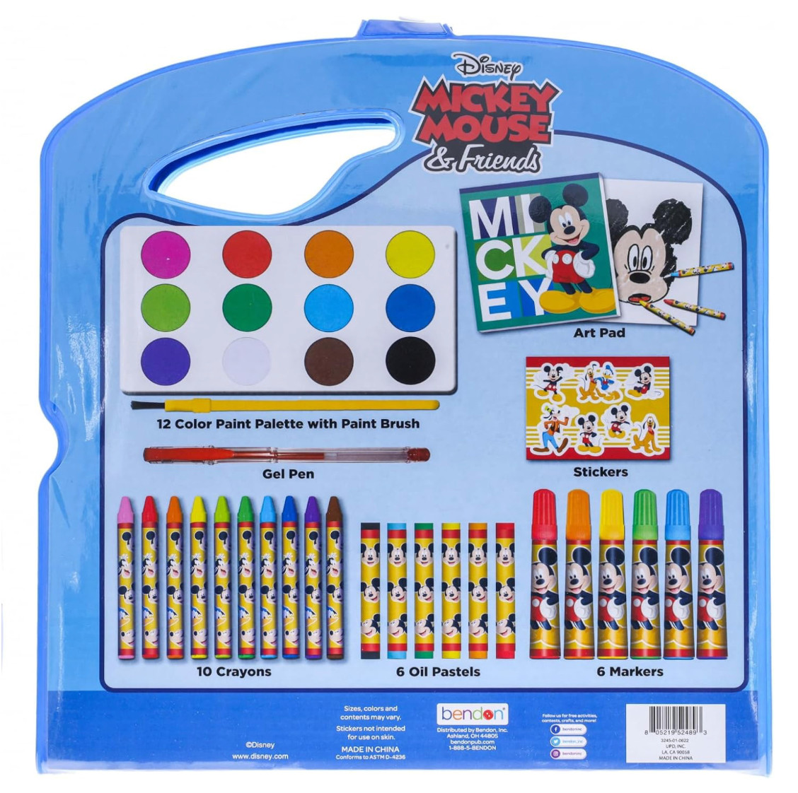 Disney Mickey Mouse Kids 40pc Art Supplies Coloring Marker Crayon Paint Pad Set