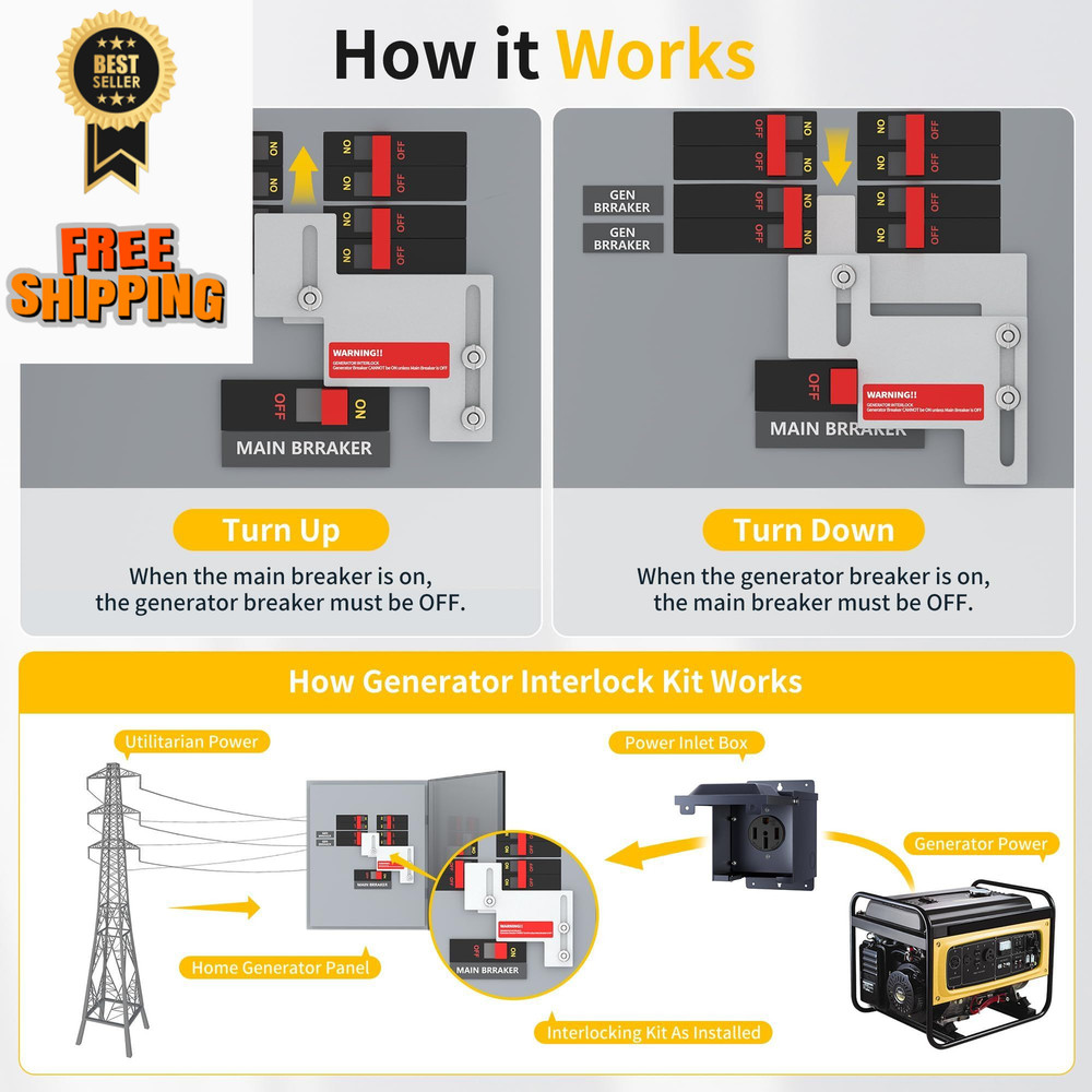 Generator Interlock Kit Compatible with Eaton Cutler Hammer Challenger...