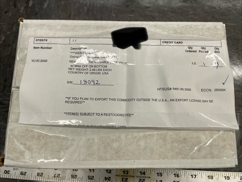 Vacuum variable leak valve, bakeable. Duniway VLVE-2000, New