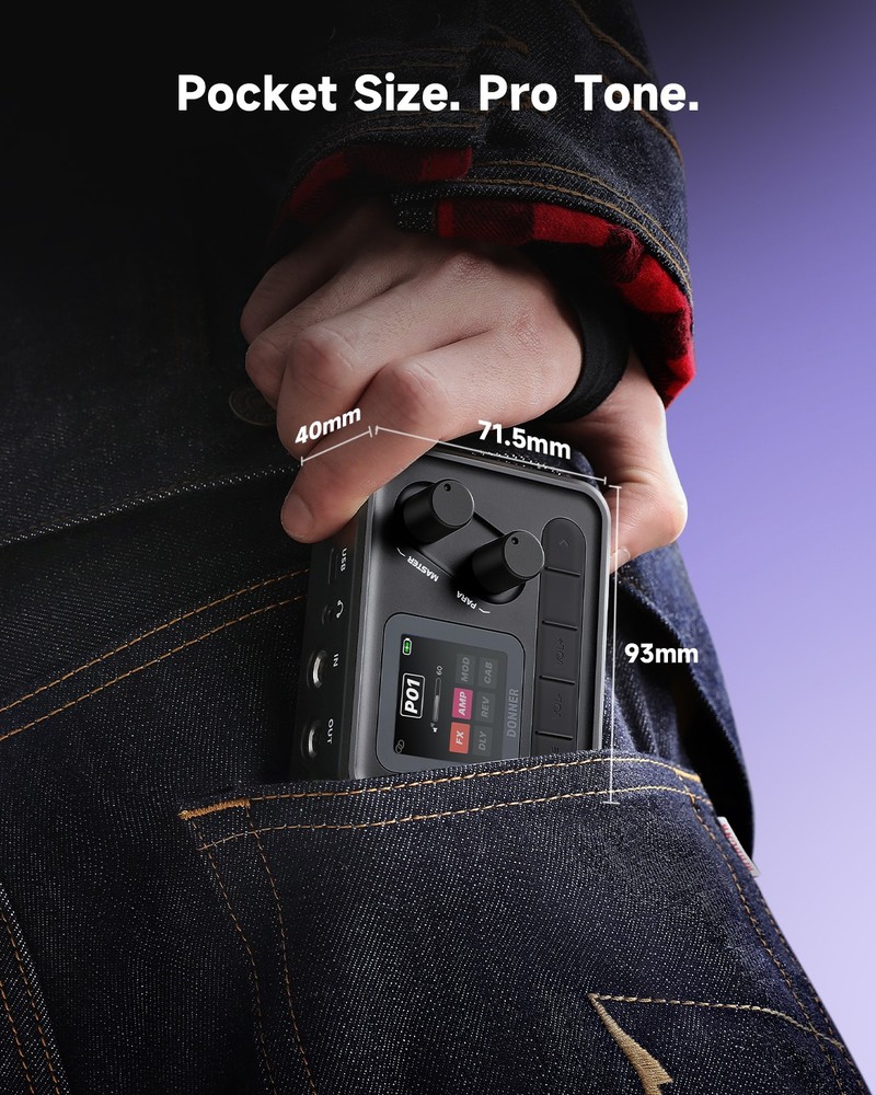 Donner Pocket AMP Digital Electric Guitar Effects Processor Multi-Effect Pedal