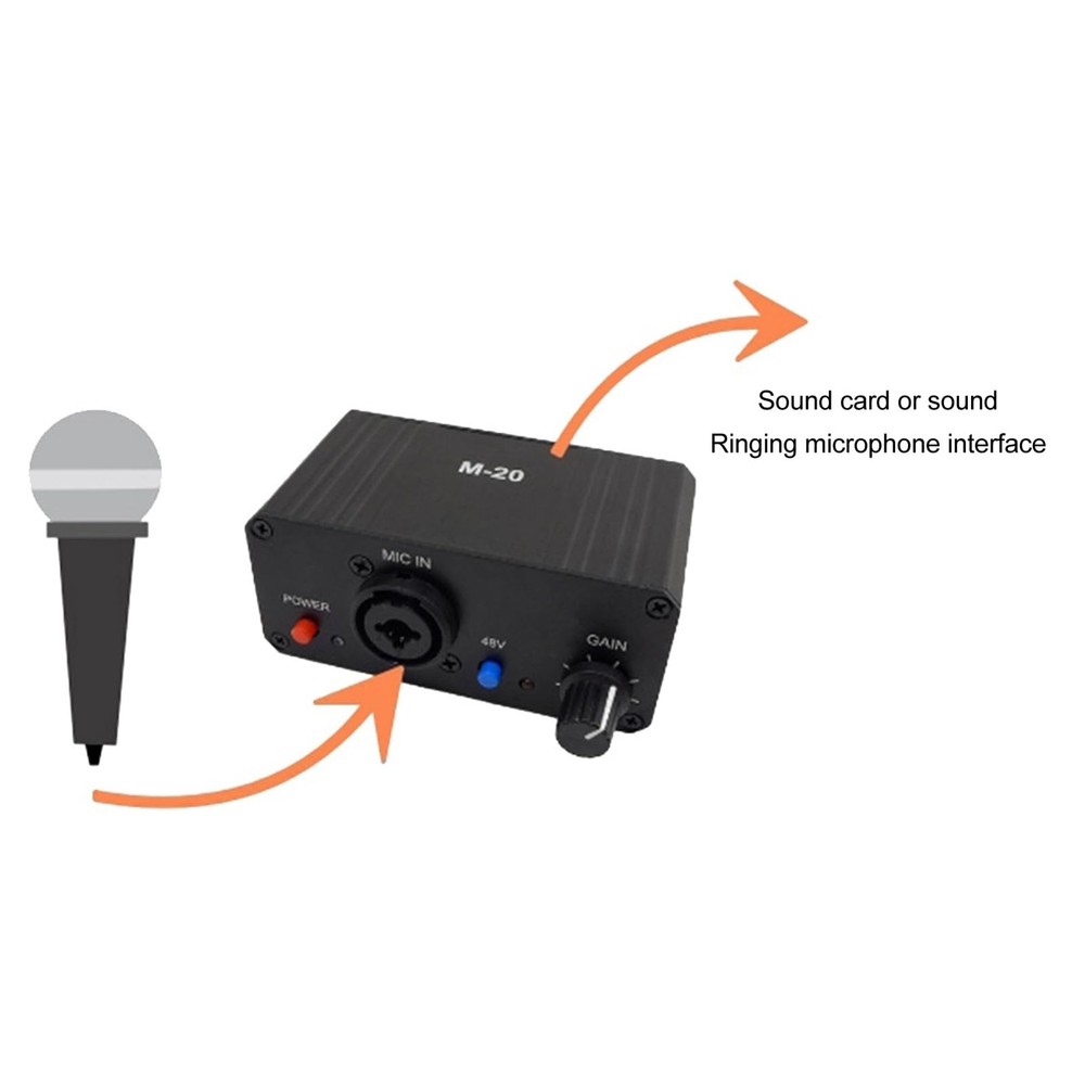 Microphone Preamp, 48V Power Mic Preamplifier XLR Output Microphone Preamp , ...