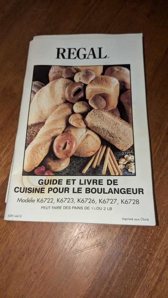 Regal Kitchen Pro Bread Maker Machine Pan & Paddle Model K6726 Replacement