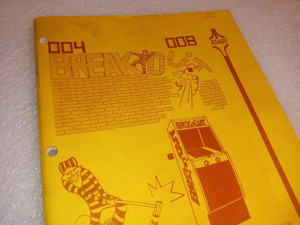 Original BREAKOUT ATARI Operation Maintenance Service Manual Arcade Video Game