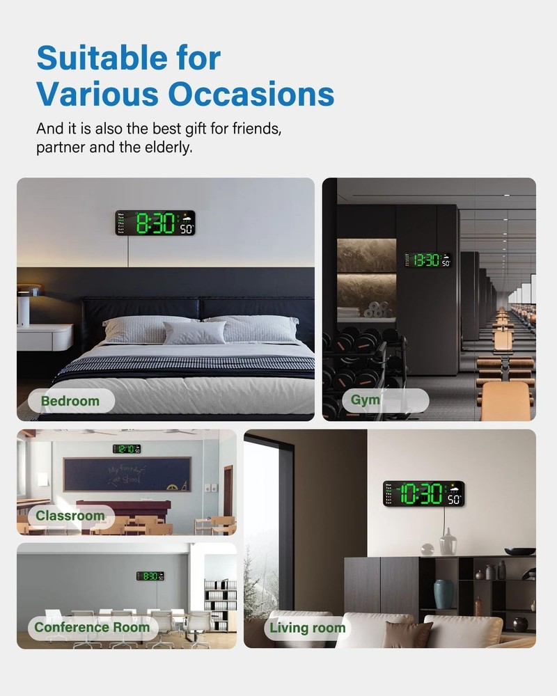 Digital Wall Clo, Digital Clo Lar Display with Remote Control,