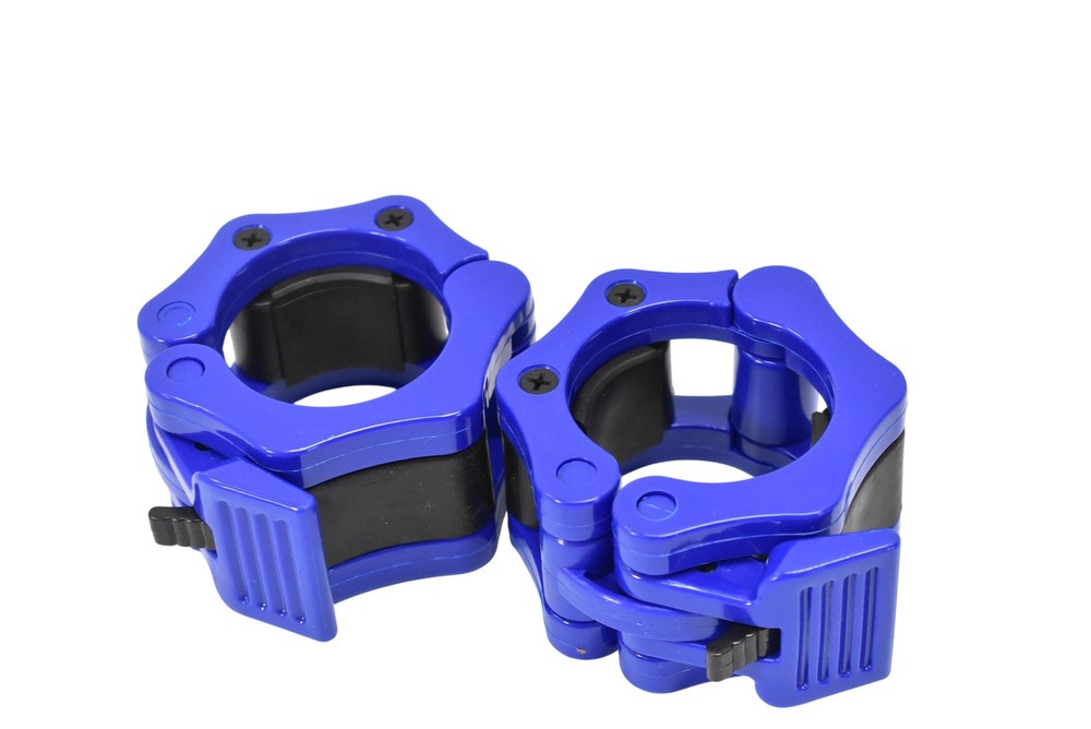 Olympic 2 In Barbell Collars Pair Blue Quick Release Weight Lifting Training