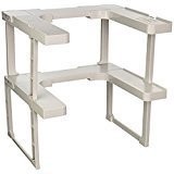 SPICY SHELF PATENTED SPICE RACK AND STACKABLE ORGANIZER , ADJUSTABLE - WHITE