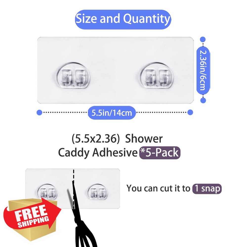 Sanyakti 5-Pack Shower Caddy Adhesive Replacement Hooks