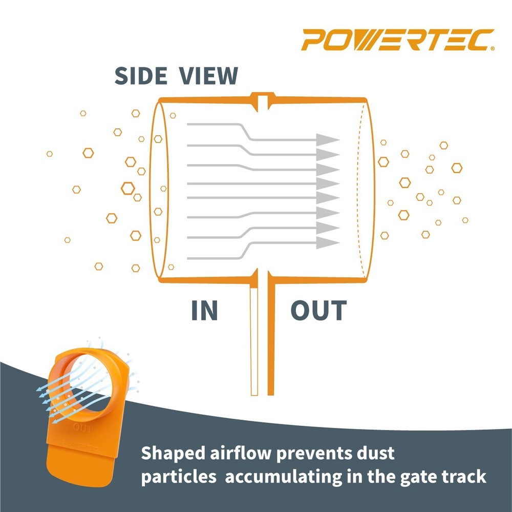 POWERTEC 70295-P4 4-Inch Integrated Blast Gate Clog Resistant, 4PK