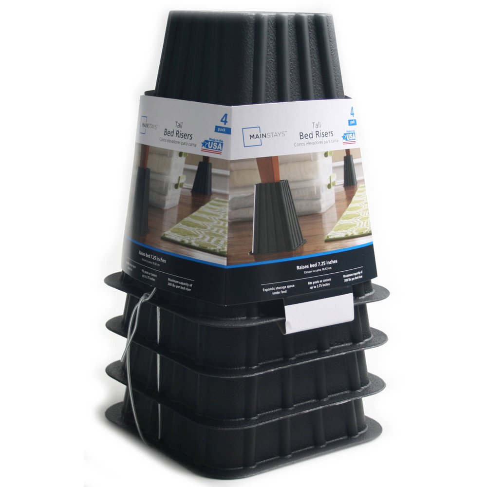 Heavy-Duty Tall Bed Risers Home Management Create Under Bed Storage Space 4-Pack