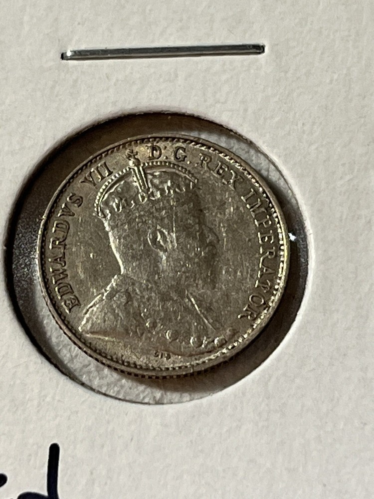 1903-H Canada 5 Cents Small Silver Coin Cleaned