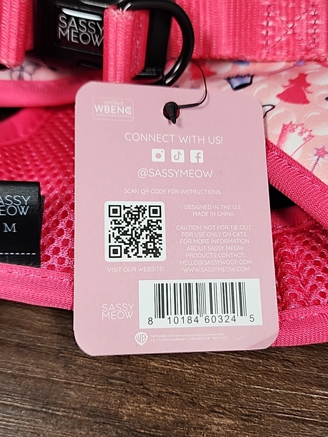 ☆LOOK☆ ~Sassy Meow The Wizard Of Oz Step In Cat Harness PINK Size Medium ☆NWT☆