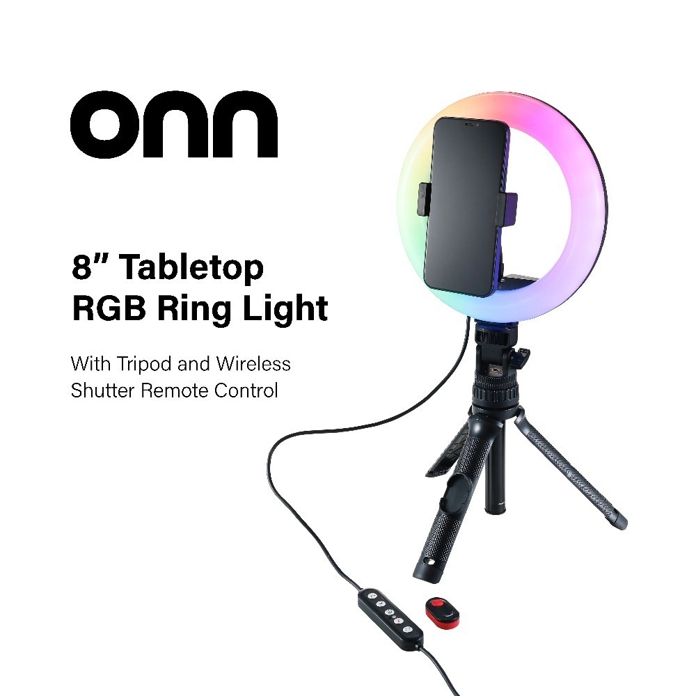 LED RGB Ring Light with Tripod Phone Holder Bluetooth Remote Adjustable Height
