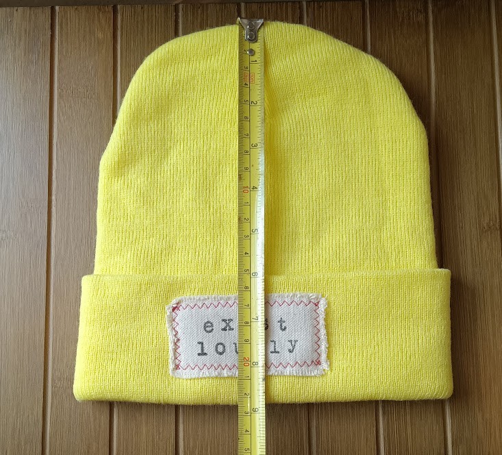 Exist Loudly Patch Beanie Hat Yellow One Size Cuffed NWOT