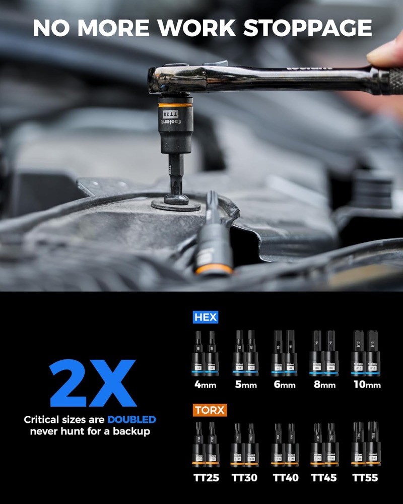 98 PCS Master Allen And Torx Bit Socket Set, Hex/Torx/E-torx Bit Set