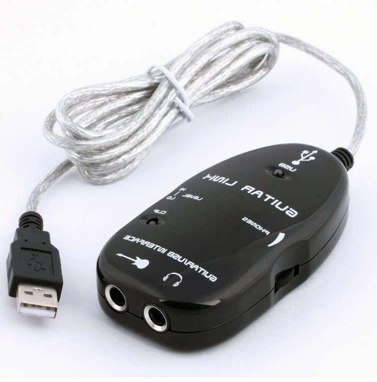 Black Guitar to USB Interface Link Cable Audio Adapter for PC/MAC Recording