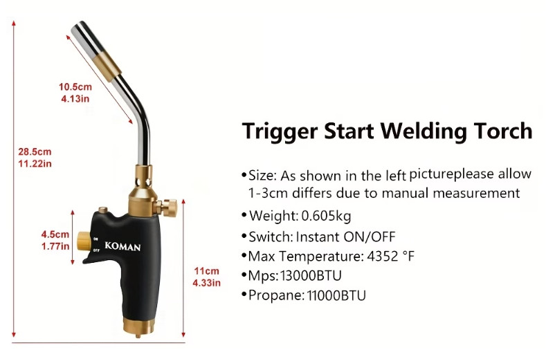 Propane Torch Head MAPP Gas Welding Soldering Trigger Ignition Cooking Torch