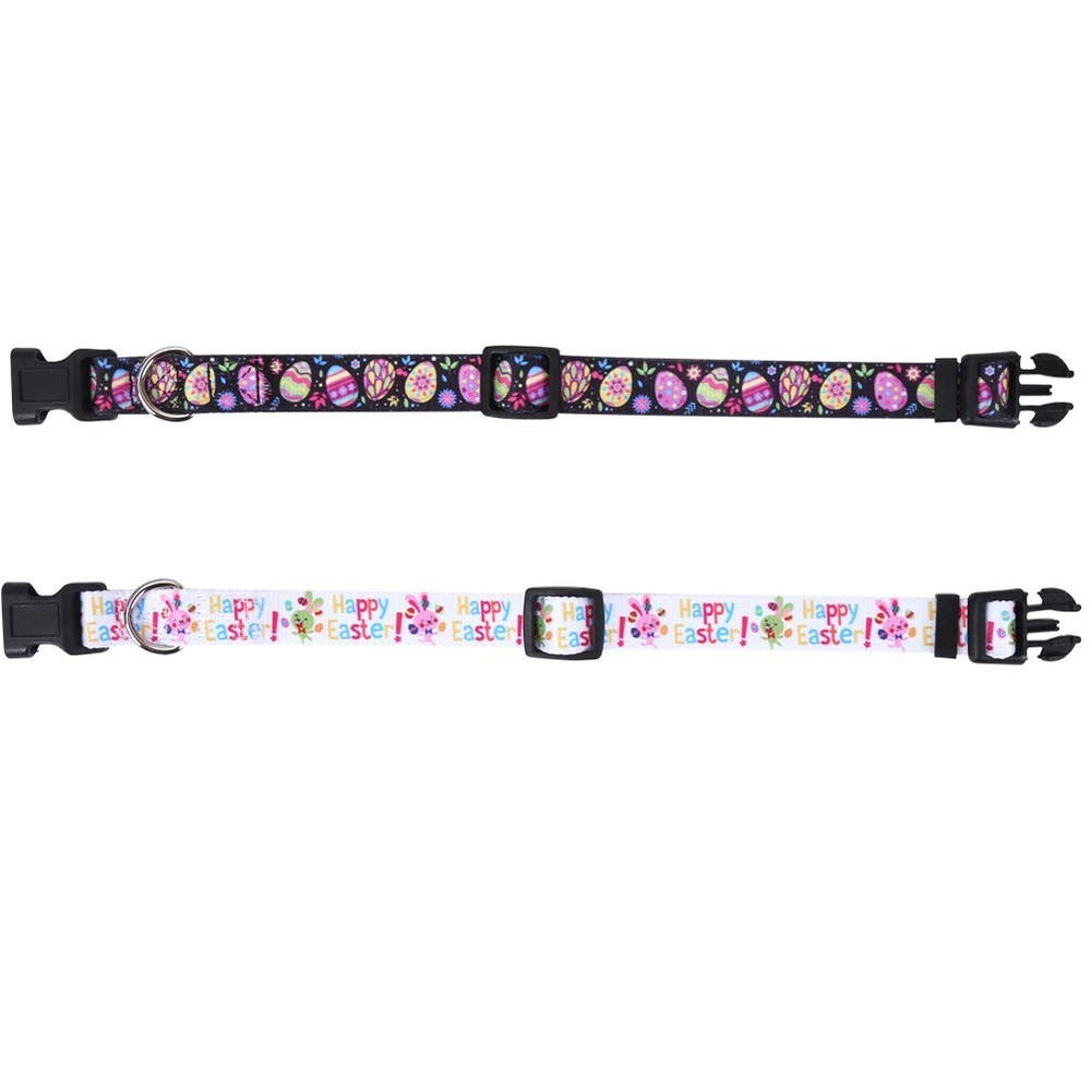 2 Pack Easter Dog Collar Adjustable Nylon Pet Collars Easter Egg Large Size