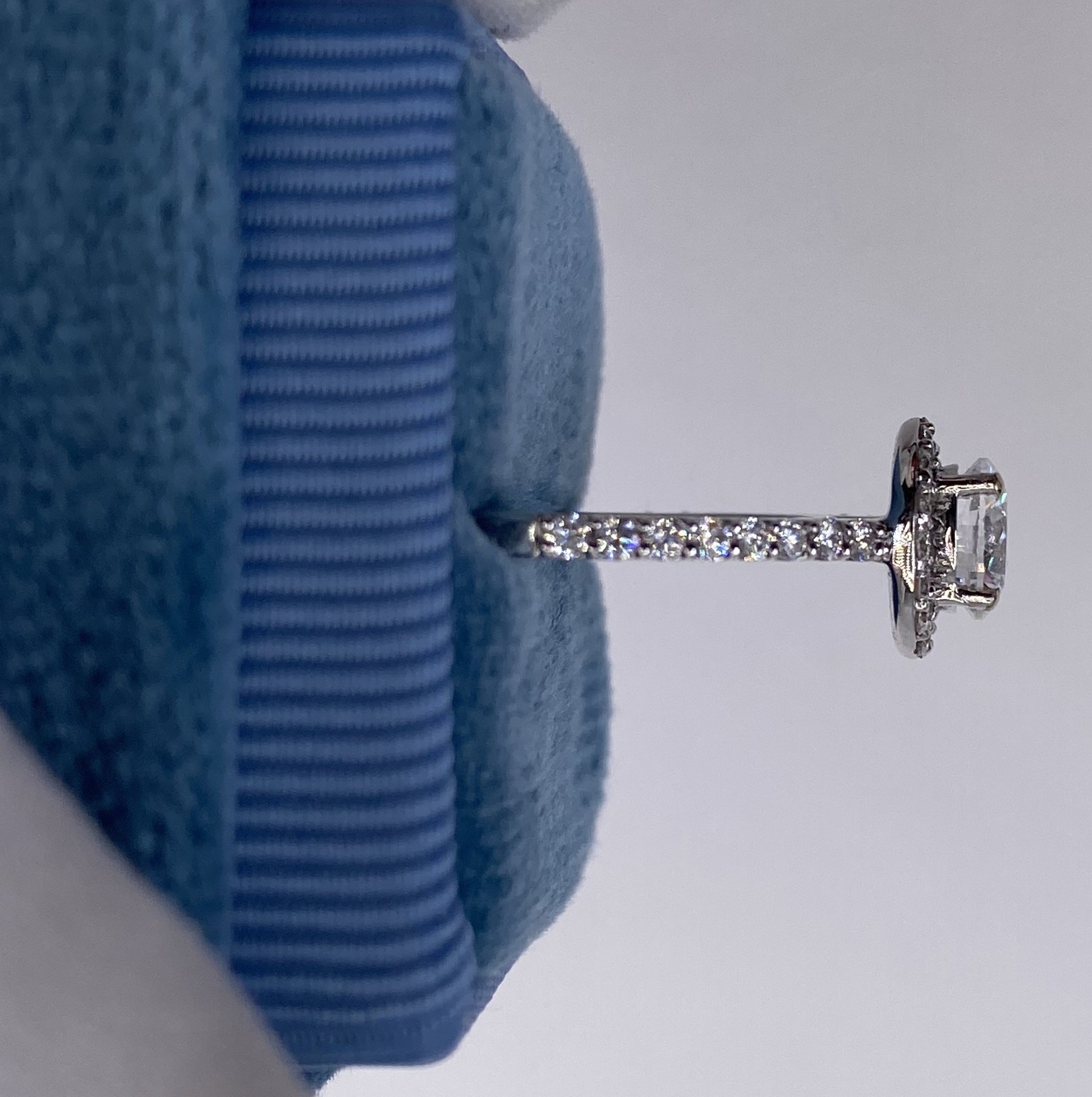 DIAMOND ENGAGEMENT RING ROUND HALO F VS1 1.15 CARAT GROWN LAB CREATED 14K W GOLD