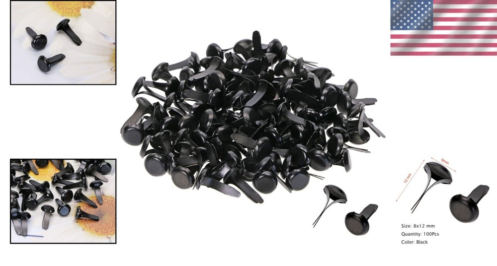 Versatile 100Pcs Black Brass Brads - Mini Fasteners for Scrapbooking Projects
