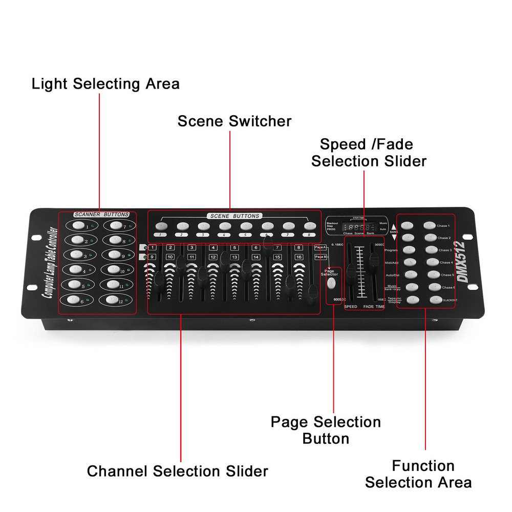 DMX 192 Channel Operator Console Controller Lighting Mixer Board For Stage Light
