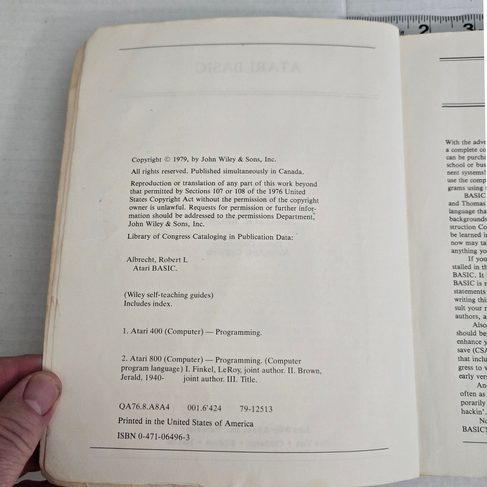 Atari BASIC Bob Albrecht 1979 Vintage Computer Programming Book 400 800