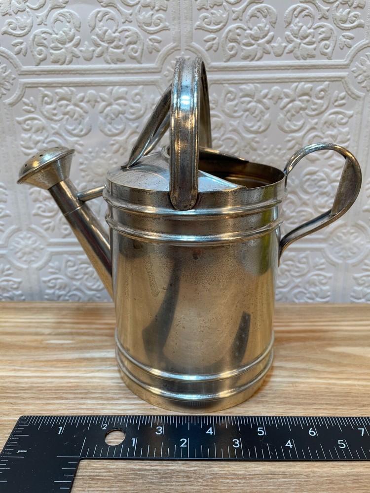 CHARMING small Antique Silver Plate Watering Can