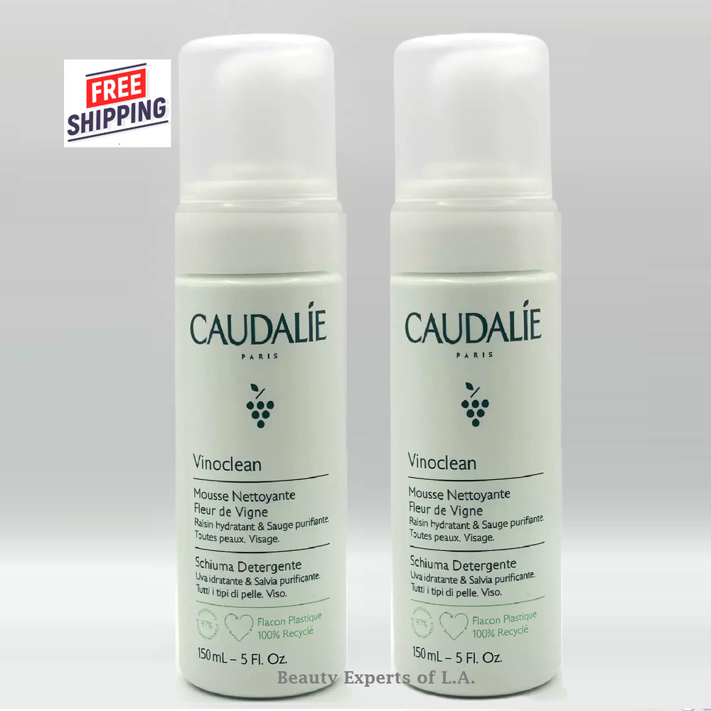 2 PACK Caudalie Vinoclean Instant Foaming Cleanser 5oz / 150ml