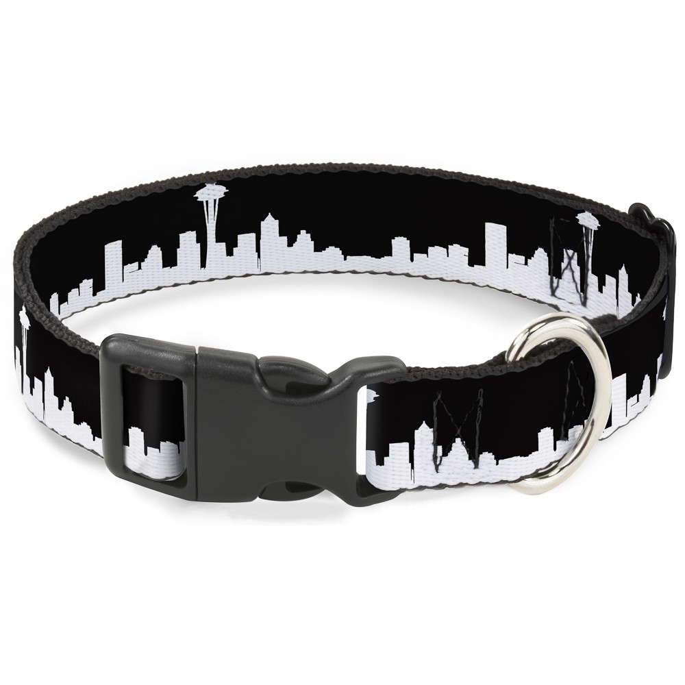 Plastic Clip Collar Seattle Solid Skyline Black/White NARROW-Small 7-8.5"