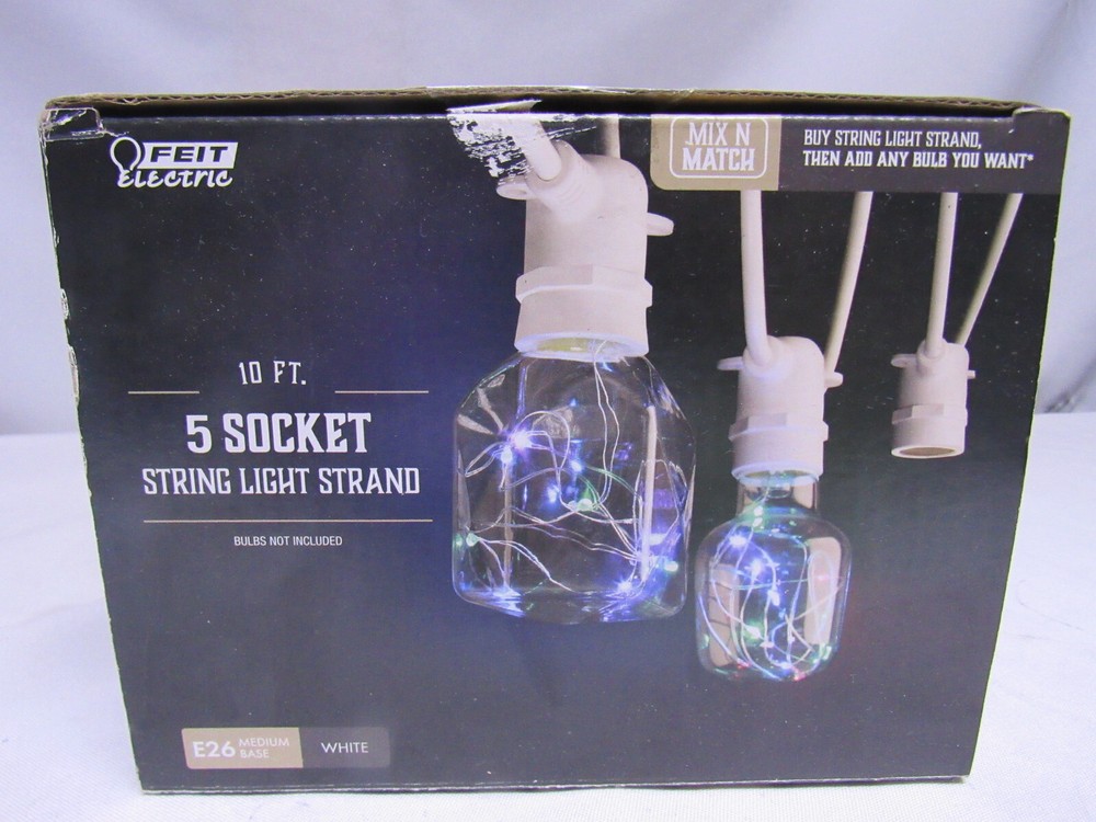 Feit Electric LED Mix N Match Socket String Light Strand Clear 10 ft. 5 lights