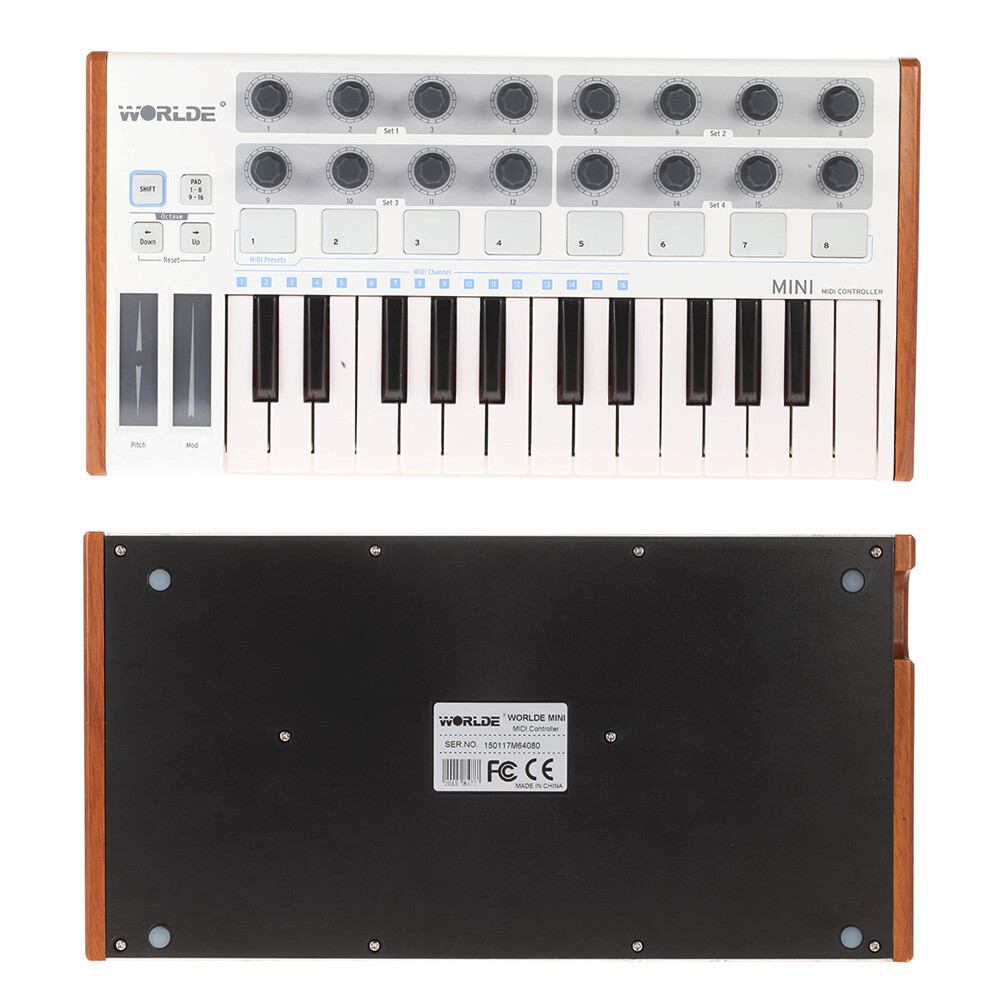 Worlde Keyboard Controller Mini 25-Key USB MIDI Drum Pad Instruments Electronic