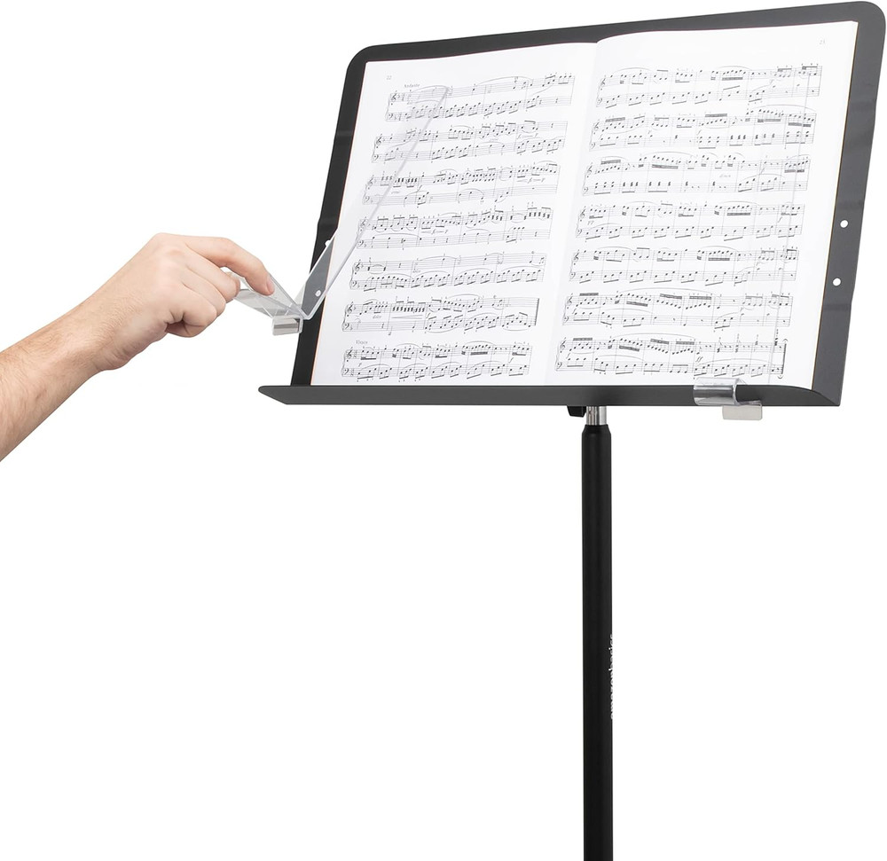 Music Stand Wind Clips - Transparent Plastic Sheet Holder - Complete with Protec