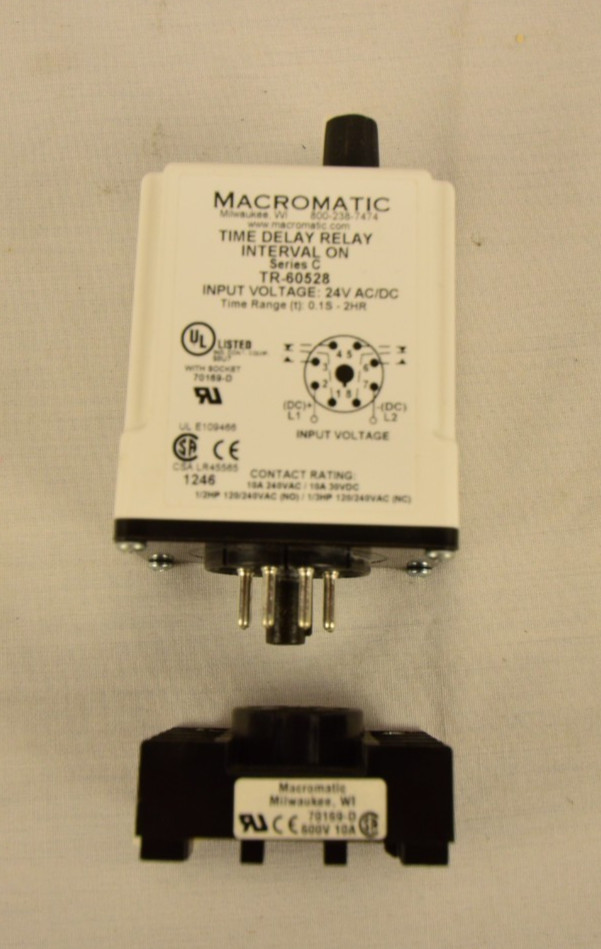 Macromatic Programmable Time Delay Relay Series C TR-60528 with Socket New