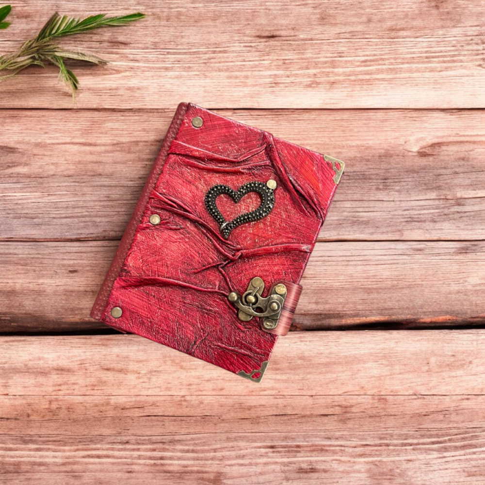 Handmade Leather Journal Belt Strap Heart