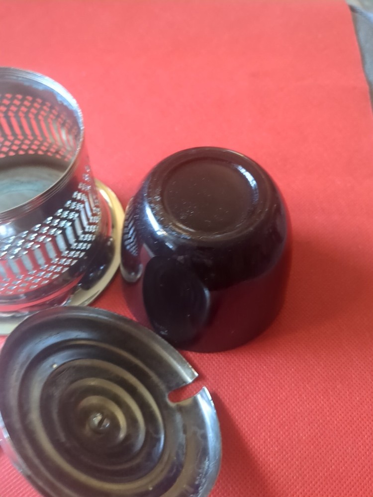 Vintage England Celtic Quality Silver Plate Pierced Condiment Jar with Insert