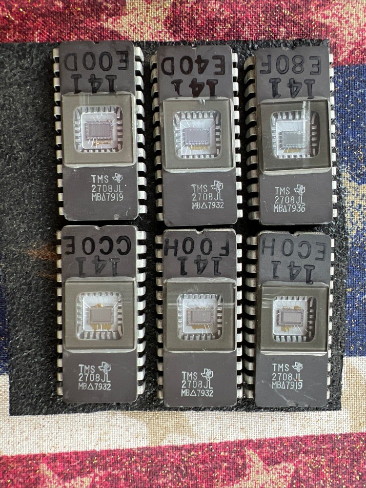 Quantity 6  -  Texas Instruments  TMS2708 8192-bit EPROM Memory 2708 Prom