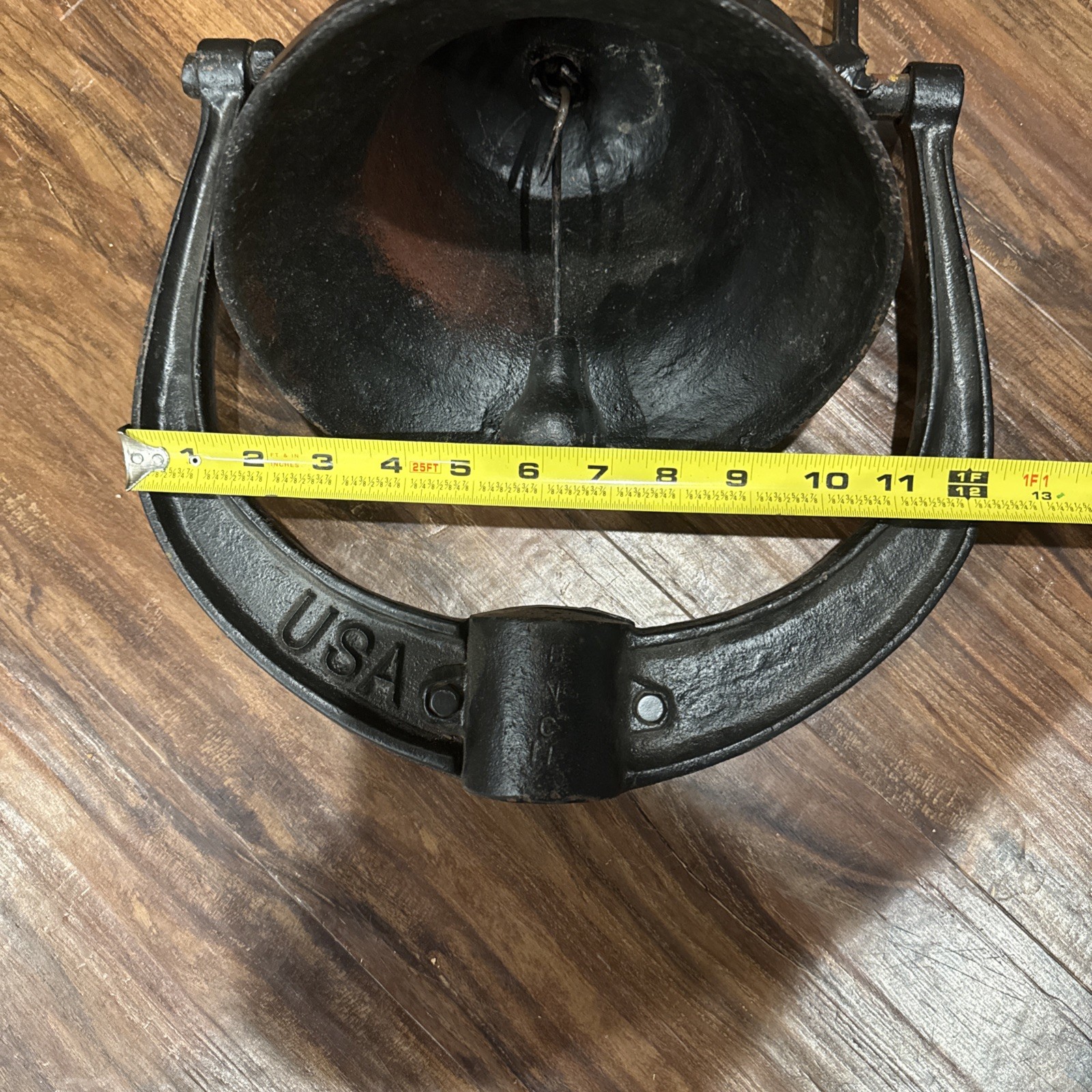 Antique Cast Iron USA Farm School Dinner Church Bell With Yoke 8.5” inches