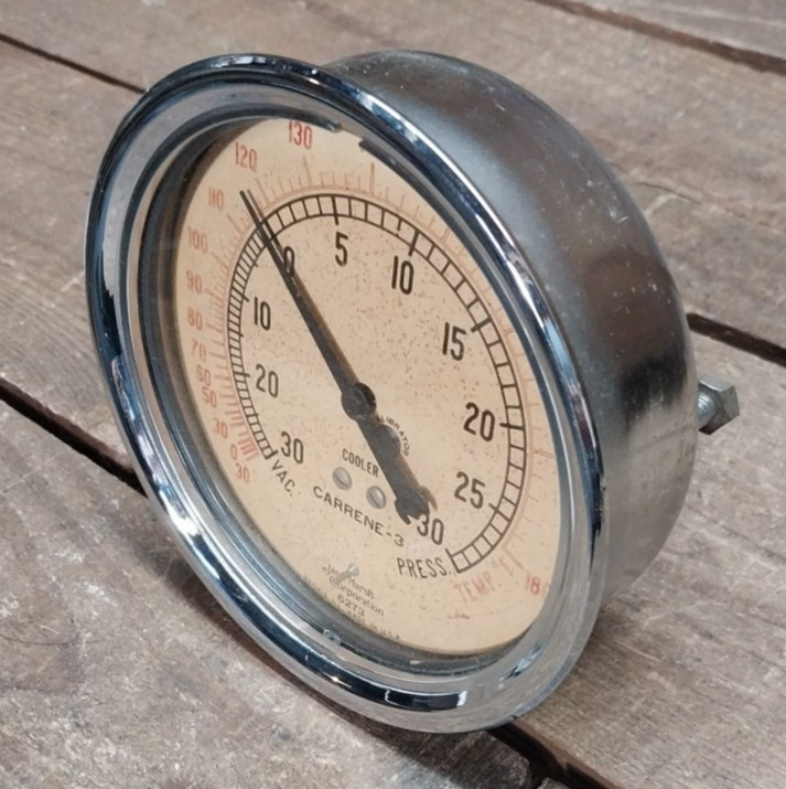 Vintage Jas. P. Marsh & Co Vac Pressure Temperature Gauge 6273 Carrene-3